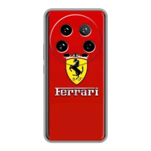 Силиконовый бампер с картинкой машины на Xiaomi 14 Ultra (Ferrari Logo)