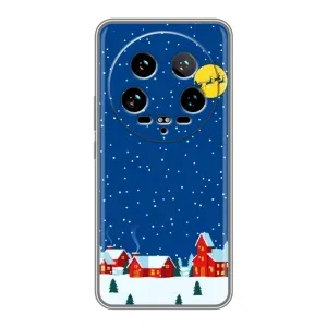 Силиконовый бампер на рождество для Xiaomi 14 Ultra (Город в снегу)