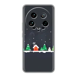 Силиконовый бампер на рождество для Xiaomi 14 Ultra (Город зимний)