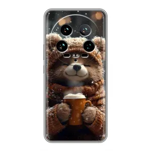 Печатный чехол «Зверята с кофе» для Xiaomi 14 Ultra (Медвежонок с кофе)