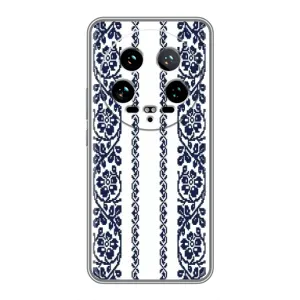 Силиконовый Чехол на Xiaomi 14 Ultra с картинкой Вышиванки (Синяя вышиванка)