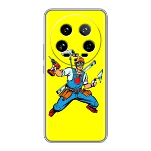 Силиконовый бампер (Работники) на Xiaomi 14 Ultra (Строитель)