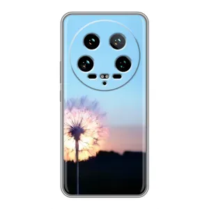 Силиконовый Чехол с одуванчиками на Xiaomi 14 Ultra (Закат с одуванчиком)