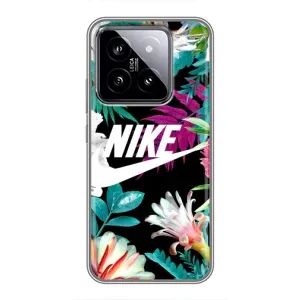 Силиконовый Чехол на Xiaomi 14 с картинкой Nike (Цветочный Nike)
