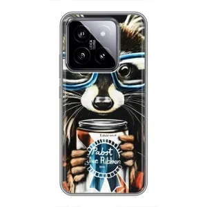 Силиконовый Чехол с Енотами на Xiaomi 14 (Енот в очках)