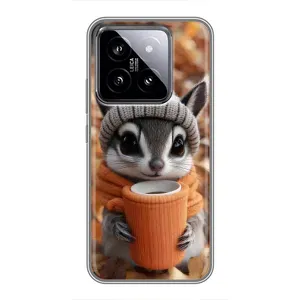 Печатный чехол «Зверята с кофе» для Xiaomi 14 (Грызунчик с кофе)