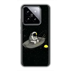 Силіконовый Чохол з принтом "Космонавти" на Xiaomi 14 (Космонавт на рибалці)