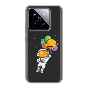 Силіконовый Чохол з принтом "Космонавти" на Xiaomi 14 (Космонавт з кульками)