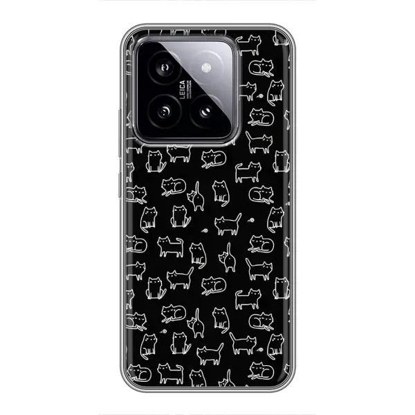 Чехол с рисунком «Котики на черном» для Xiaomi 14 Чехол с рисунком «Котики на черном» для Xiaomi 14