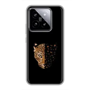 Чехол с леопардовым принтом на Xiaomi 14 (Леопард на черном)