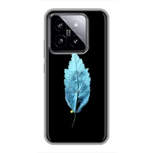 Чехол с картинками на черном фоне для Xiaomi 14 (Листочек)