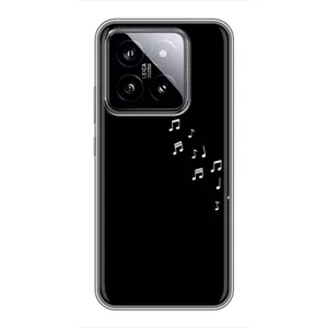 Чехол с картинками на черном фоне для Xiaomi 14 (Ноты)
