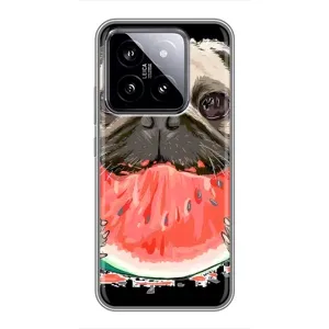 Чехол (ТПУ) Милые собачки для Xiaomi 14 (Смешной Мопс)