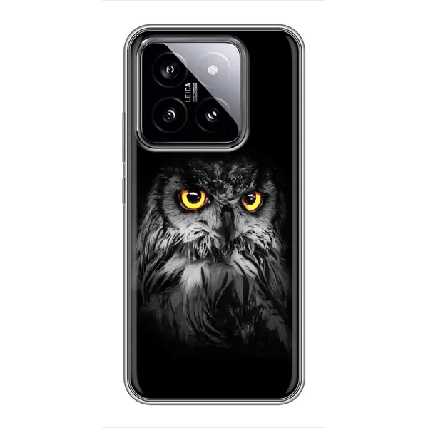 Чехол с рисунком «Сова на чёрном» для Xiaomi 14 Чехол с рисунком «Сова на чёрном» для Xiaomi 14