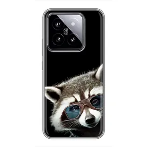 Силиконовый Чехол с Енотами на Xiaomi 14 (Стильный Енот)