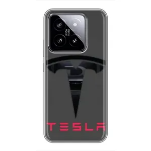 Силіконовий бампер з картинкою машини на Xiaomi 14 (Logo TESLA)