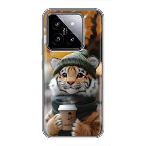 Печатный чехол «Зверята с кофе» для Xiaomi 14 (Тигр с кофе)