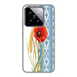Силиконовый Чехол на Xiaomi 14 с картинкой Вышиванки (Вышиванка с цветком)