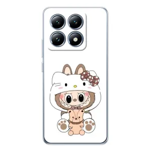 Чехол с принтом Лабубу для Xiaomi 14T Pro (Белый Лабубу)