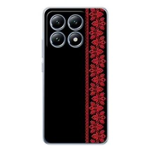 Силиконовый Чехол на Xiaomi 14T Pro (Красная Вышиванка)