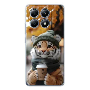 Печатный чехол «Зверята с кофе» для Xiaomi 14T Pro (Тигр с кофе)