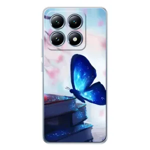 Силиконовый бампер с картинкой животных для Xiaomi 14T (Бабочка синяя)