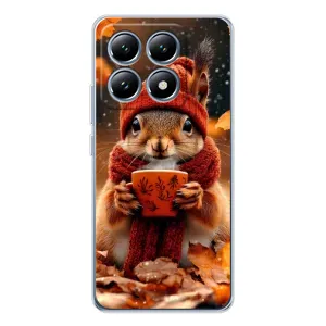 Печатный чехол «Зверята с кофе» для Xiaomi 14T (Белка с кофе)