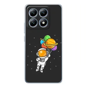 Силиконовый Чехол с принтом "Космонавты" на Xiaomi 14T (Космонавт с шариками)