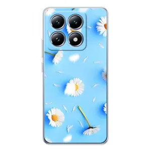 Чехол с Цветами для Xiaomi 14T (ромашки на голубом)