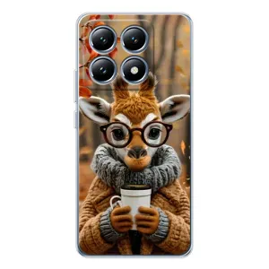 Печатный чехол «Зверята с кофе» для Xiaomi 14T (Жираф с кофе)