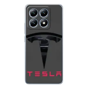 Силиконовый бампер с картинкой машины на Xiaomi 15 Pro (Logo TESLA)