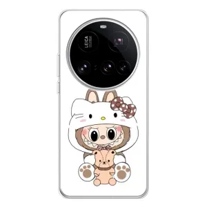 Чехол с принтом Лабубу для Xiaomi 15 Ultra (Белый Лабубу)