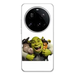 Печатный чехол с принтом Шрек для Xiaomi 15 Ultra (Шрек осел и кот)