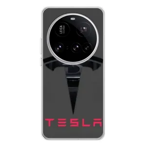 Силиконовый бампер с картинкой машины на Xiaomi 15 Ultra (Logo TESLA)