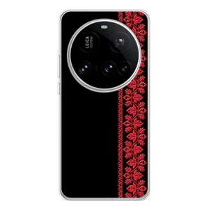 Силиконовый Чехол на Xiaomi 15 Ultra с картинкой Вышиванки (Вышиванка на черном)