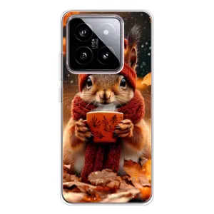 Печатный чехол «Зверята с кофе» для Xiaomi 15 (Белка с кофе)
