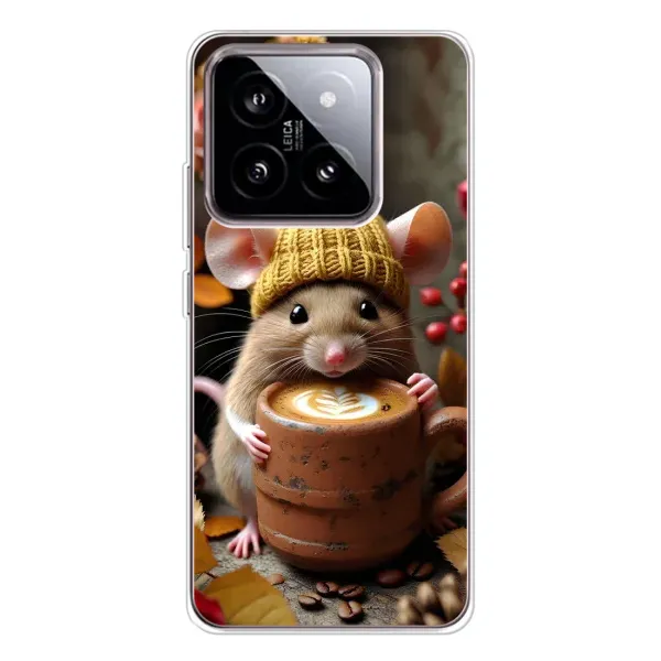 Чехол с рисунком «Мышка с кофе» для Xiaomi 15 Чехол с рисунком «Мышка с кофе» для Xiaomi 15