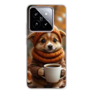 Печатный чехол «Зверята с кофе» для Xiaomi 15 (Собачка с кофе)