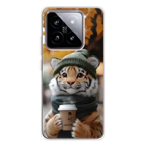 Печатный чехол «Зверята с кофе» для Xiaomi 15 (Тигр с кофе)