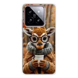 Печатный чехол «Зверята с кофе» для Xiaomi 15 (Жираф с кофе)