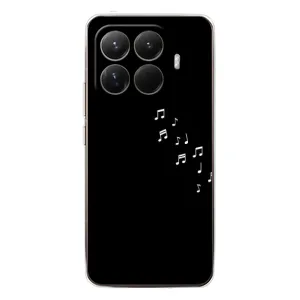 Чехол с картинками на черном фоне для Xiaomi 15T Pro (Ноты)