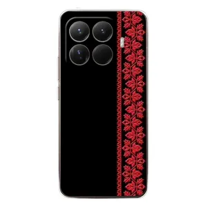 Силиконовый Чехол на Xiaomi 15T Pro с картинкой Вышиванки (Вышиванка на черном)