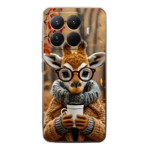 Печатный чехол «Зверята с кофе» для Xiaomi 15T Pro (Жираф с кофе)