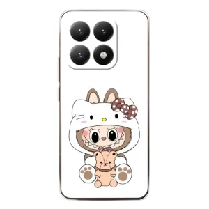 Чехол с принтом Лабубу для Xiaomi 15T (Белый Лабубу)