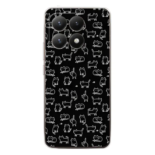 Чехол с рисунком «Котики на черном» для Xiaomi 15T Чехол с рисунком «Котики на черном» для Xiaomi 15T