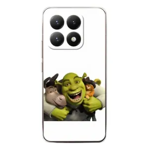 Печатный чехол с принтом Шрек для Xiaomi 15T (Шрек осел и кот)