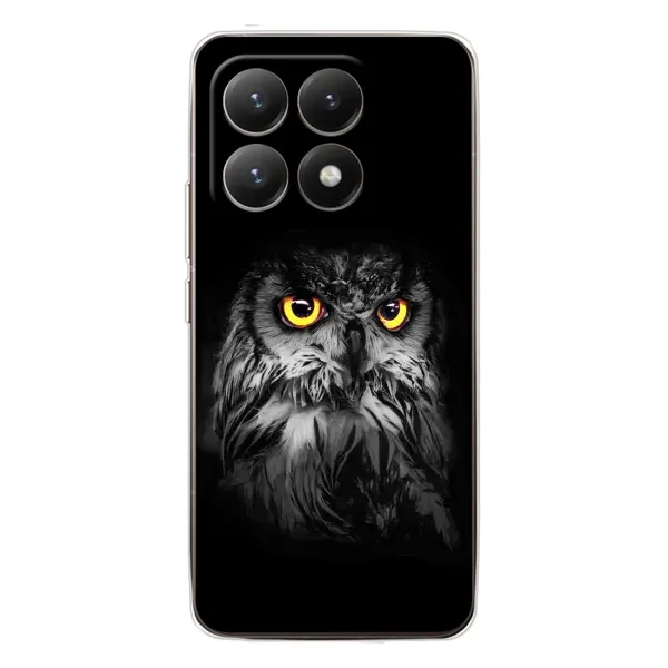 Чехол с рисунком «Сова на чёрном» для Xiaomi 15T Чехол с рисунком «Сова на чёрном» для Xiaomi 15T
