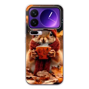 Печатный чехол «Зверята с кофе» для Xiaomi 17 Pro Max (Белка с кофе)