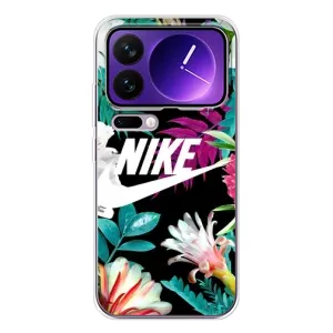 Силіконовый Чохол на Xiaomi 17 Pro Max з картинкою НАЙК (Квітковий Nike)