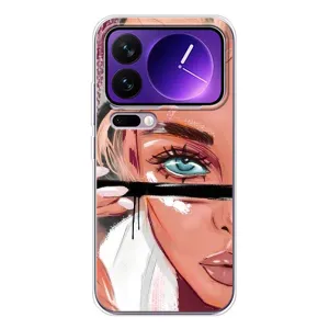 Силіконовый Чохол на Xiaomi 17 Pro Max з картинкой Модных девушек (Дівчина та вії)